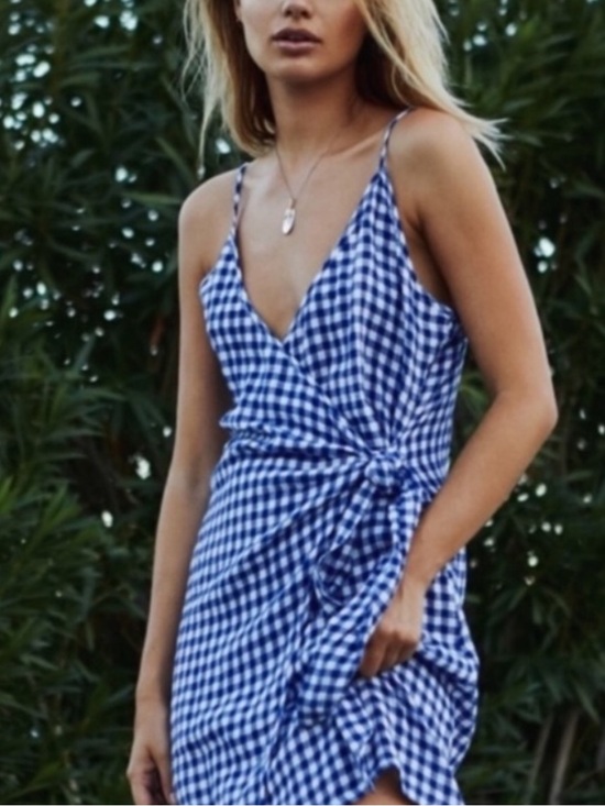 Rails Dresses & Skirts - Rails Malia gingham wrap mini dress blue
